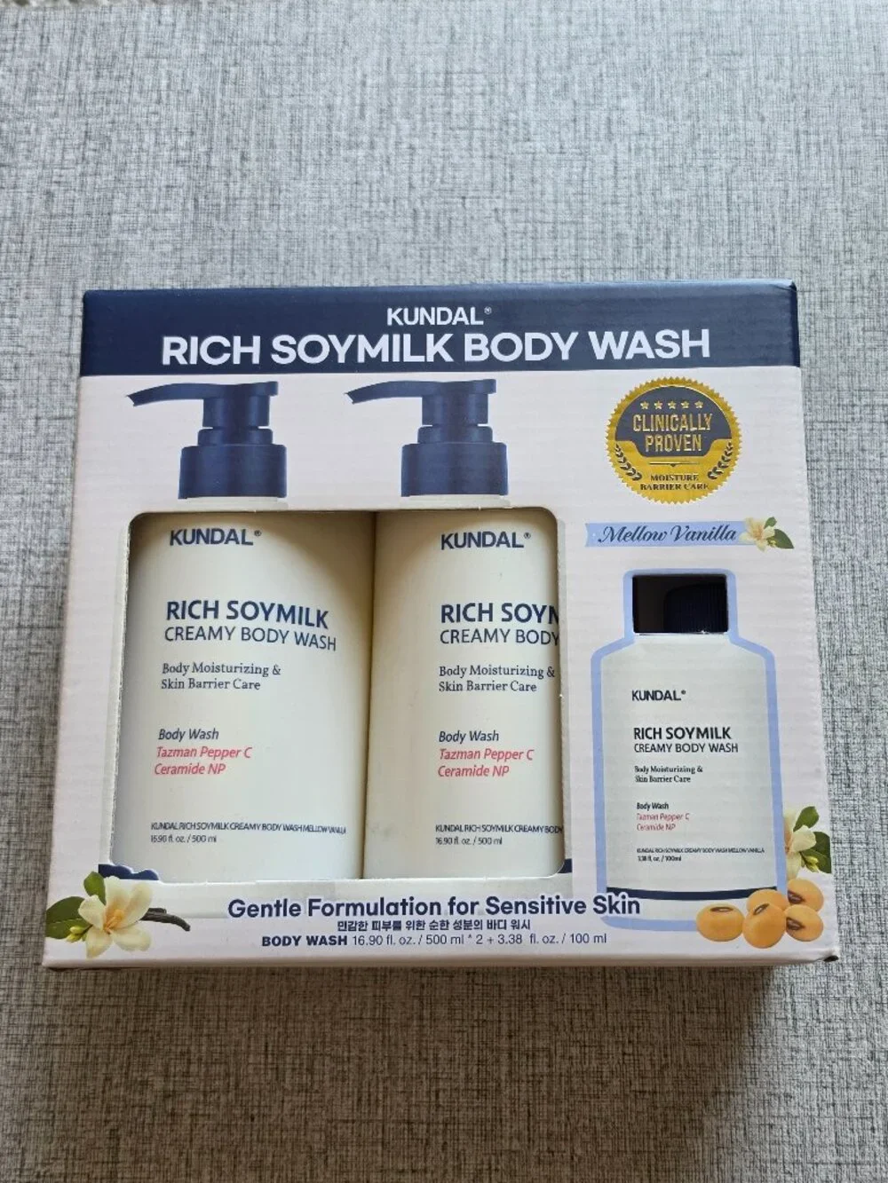 Kundal Rich Soymilk Creamy Body Wash Mellow Vanilla 2 x 500ml Exp 11/28/2027